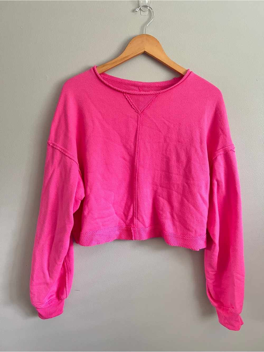 SO Bright Pink Cropped Pullover Sweatshirt